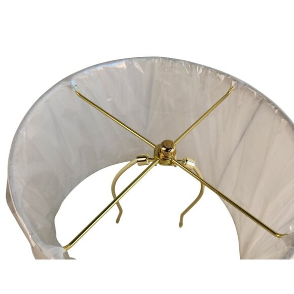 White Lamp Shade With Gold Harp Fitting Parts 13.5" Diameter X 10" Height - Picture 3 of 11